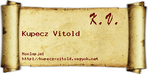 Kupecz Vitold névjegykártya